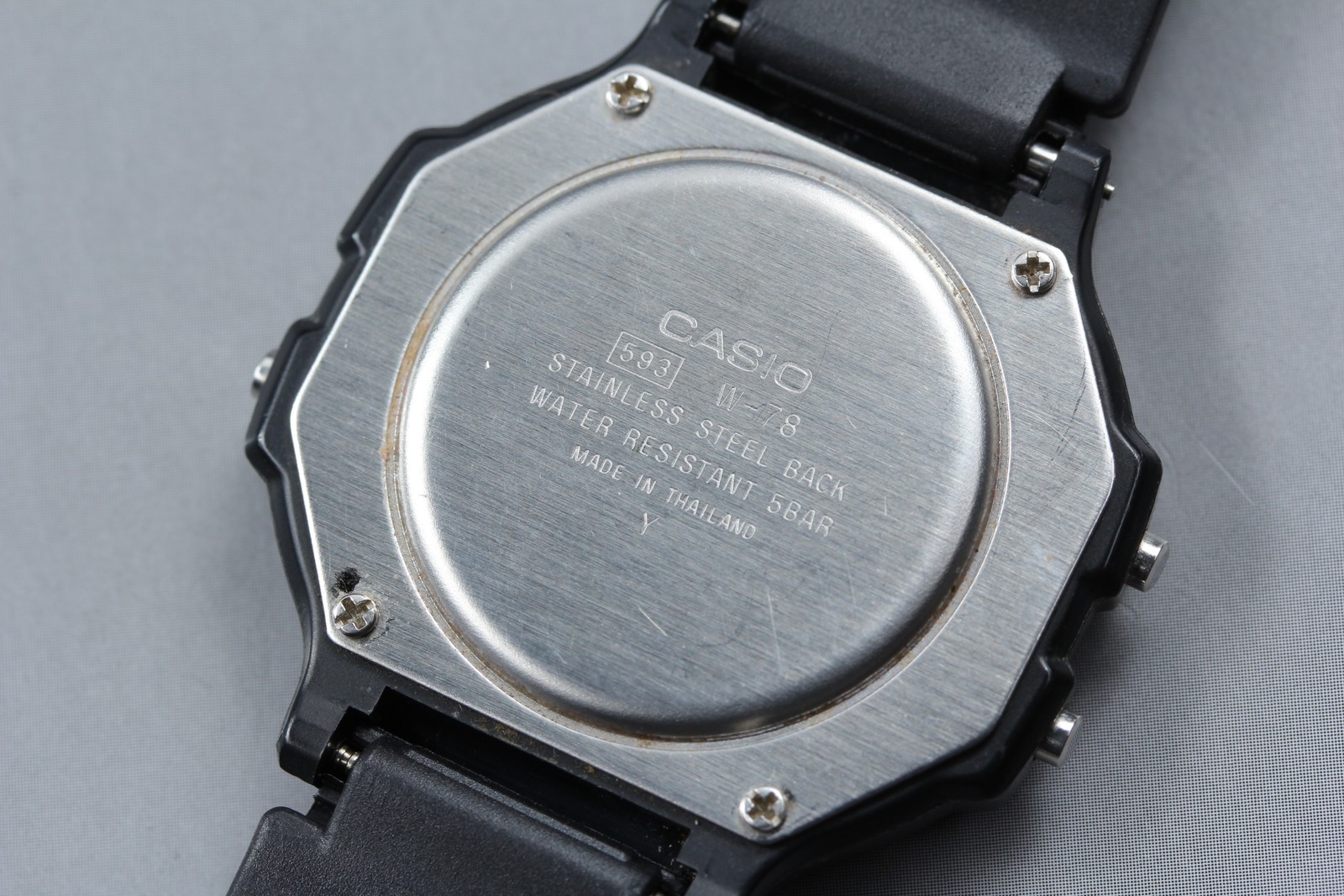New Batt & Belt Vintage 1993 Casio W-78 Quartz Digital Men Watch Mod 593 Chrono