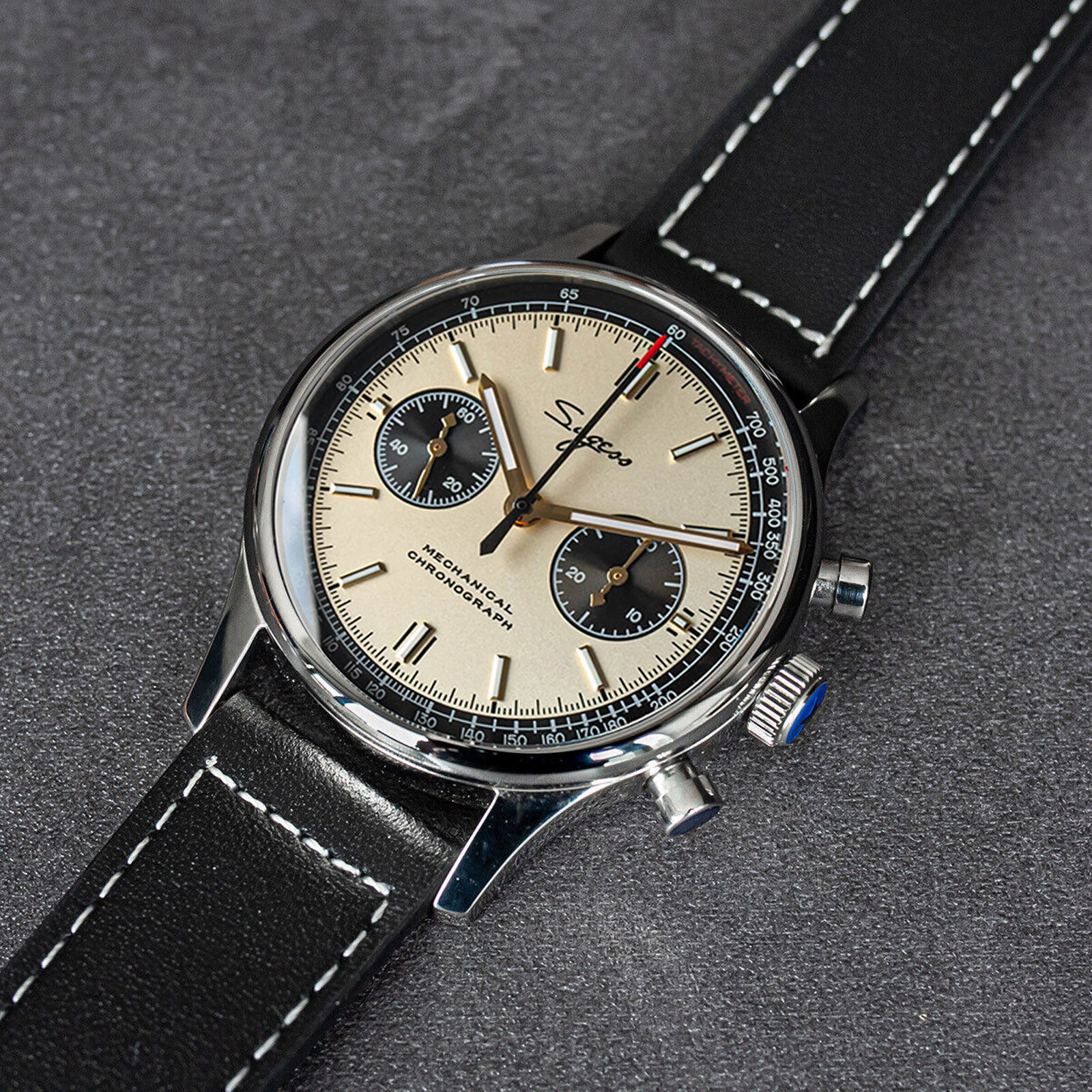 Sugess Chrono Heritage SWANNECK Panda Dial Chrono Watch SEAGULL 1963 SUPANK301SN