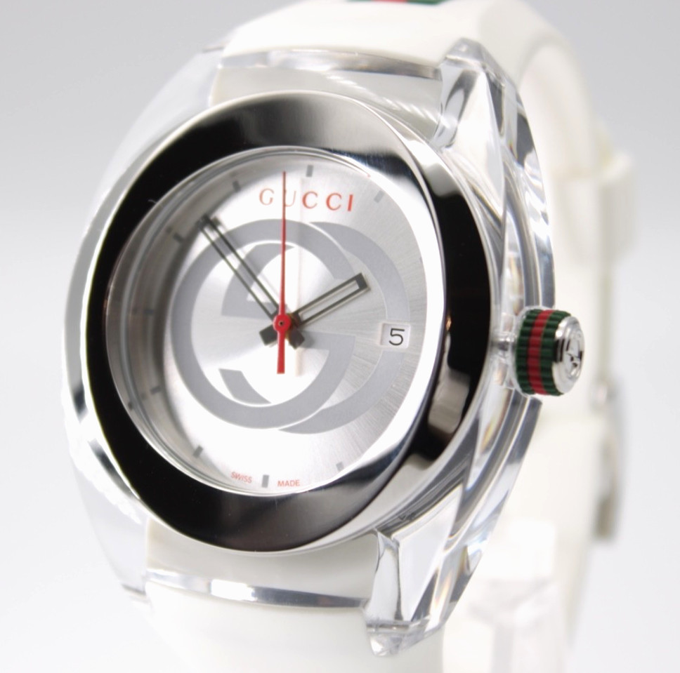 GUCCI SYNC XXL 46 MM White Rubber Strap Unisex Watch YA137102