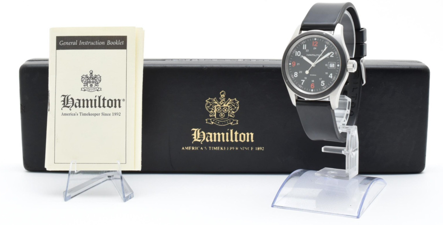 [EXC+5] Hamilton Khaki Field H684210 Quartz Black Dial Men’s Watch