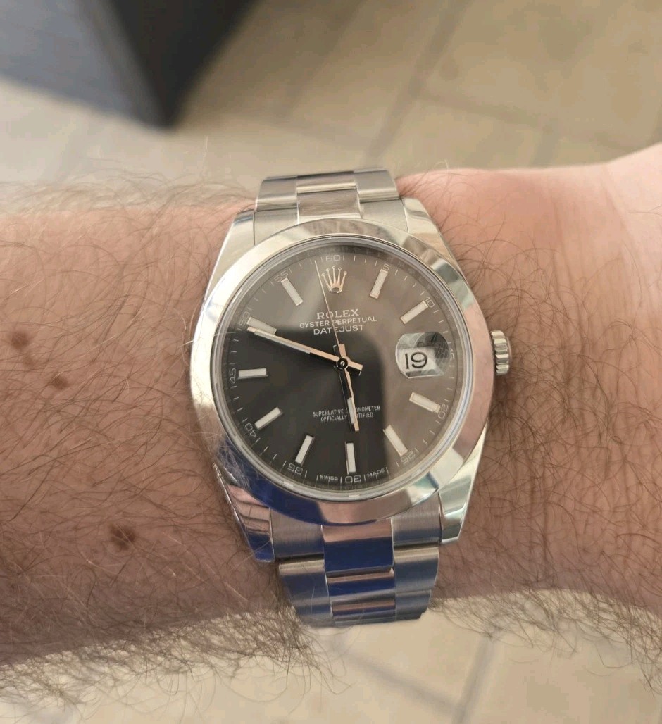 Rolex Datejust 41mm Rhodium Index Oyster 126300 B&P