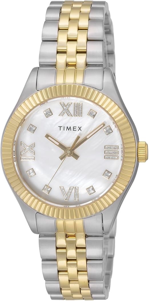 TIMEX TW2V45600 Waterbury Legacy Quartz Gold White Pearl Ladies Authentic Watch