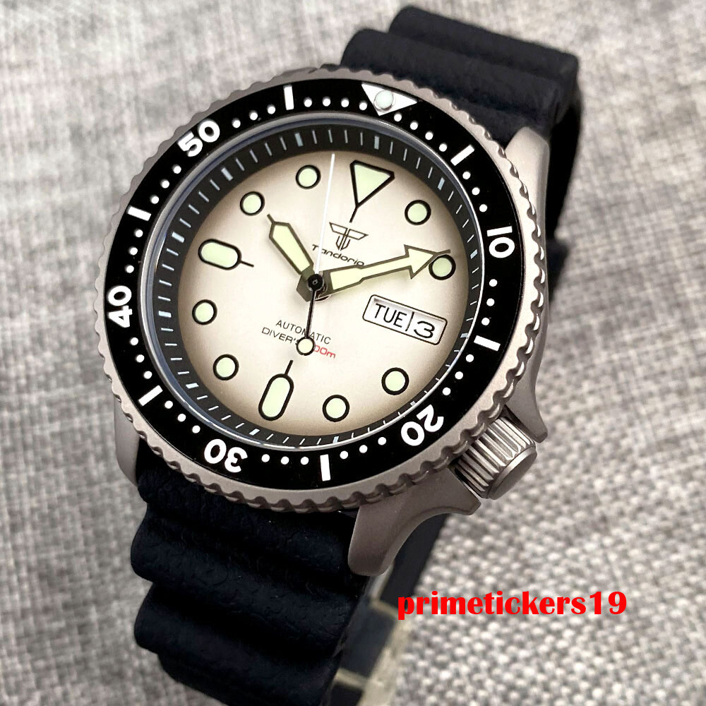 Tandorio NH36 41mm Titanium 20bar Automatic Men’s Watch Week Date Rotating Bezel
