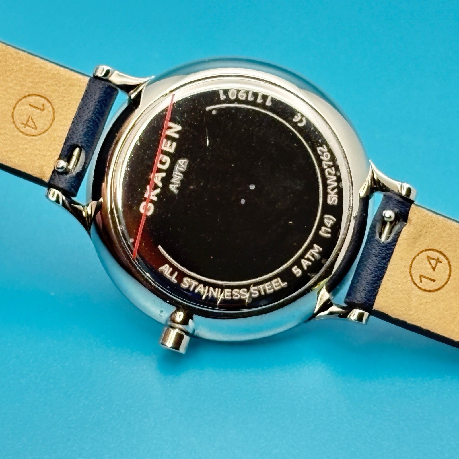 Skagen Anita SKW2762 Women’s Watch Blue Leather Strap Quartz New With Tags