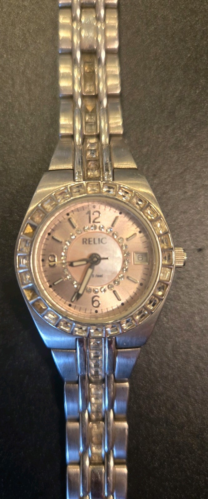 RELIC by Fossil Women’s Watch Gemmed Bezel MISSING RHINESTONES As-Is READ