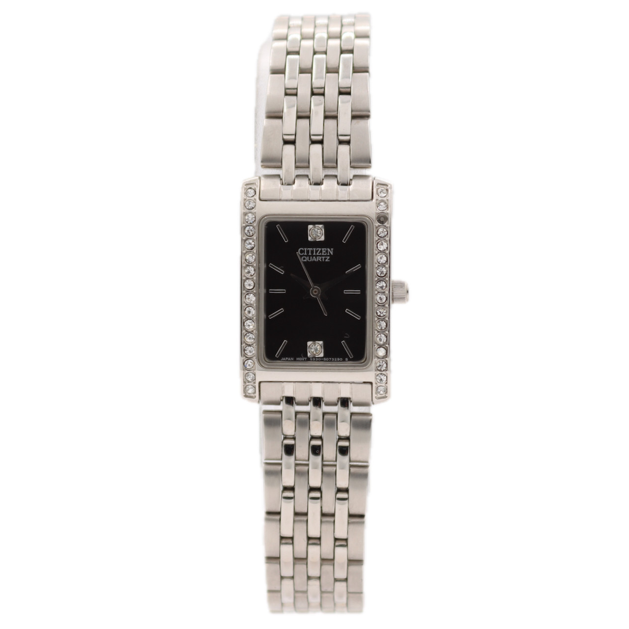 18mm Citizen Crystal Accents Ladies Quartz Wristwatch Steel With Bracelet & Box