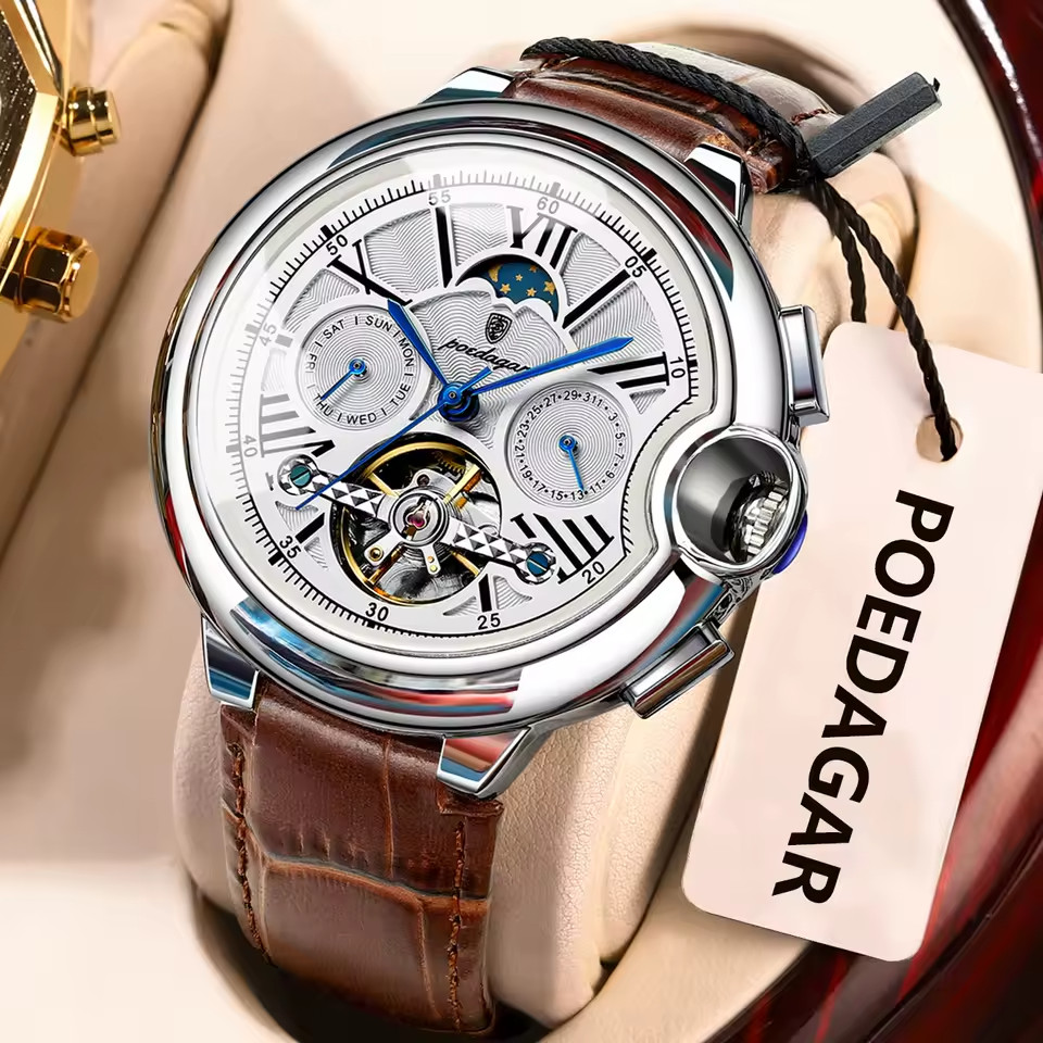 POEDAGAR Unisex Watch – Round Dial Sport Elegant Waterproof 1413