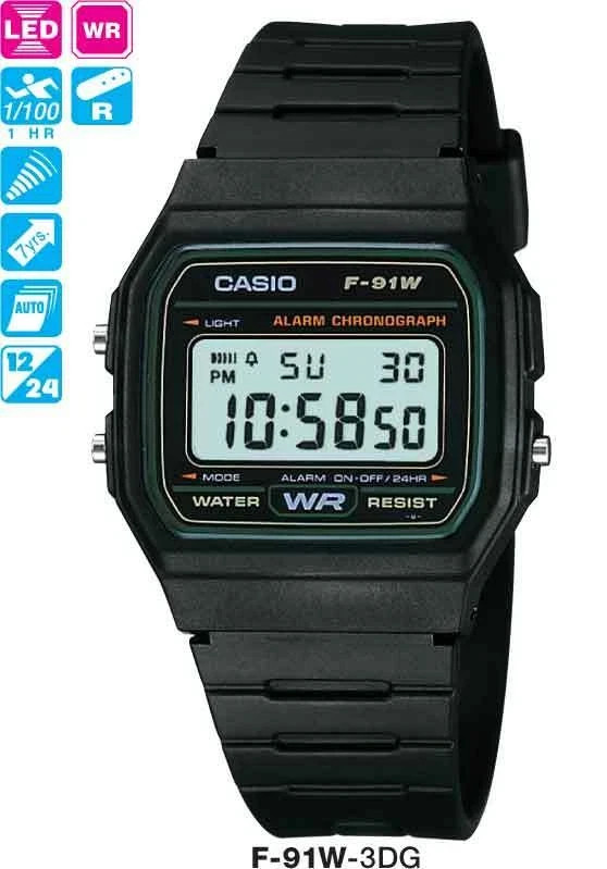CASIO WATCH VINTAGE RETRO ORIGINAL F-91W-1 F91 F91W F-91 WARANTY