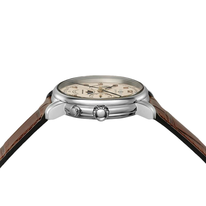 Zeppelin Moonphase Men’s Watch Beige Dial 9636-5 Leather Band Day Date