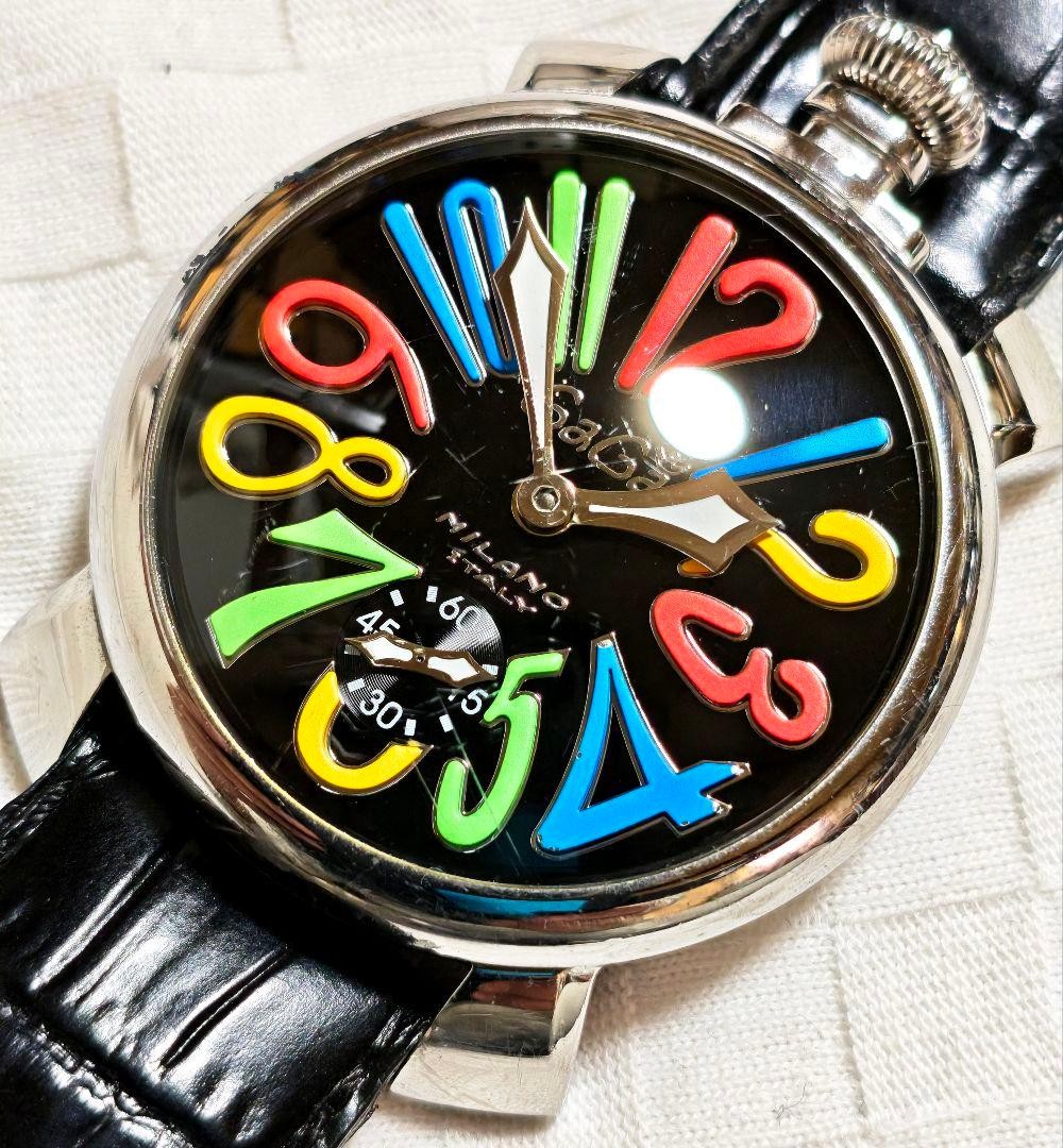 GaGa MILANO Manuale 48 Watch 48mm Black Dial Vintage Rare Japan Limited
