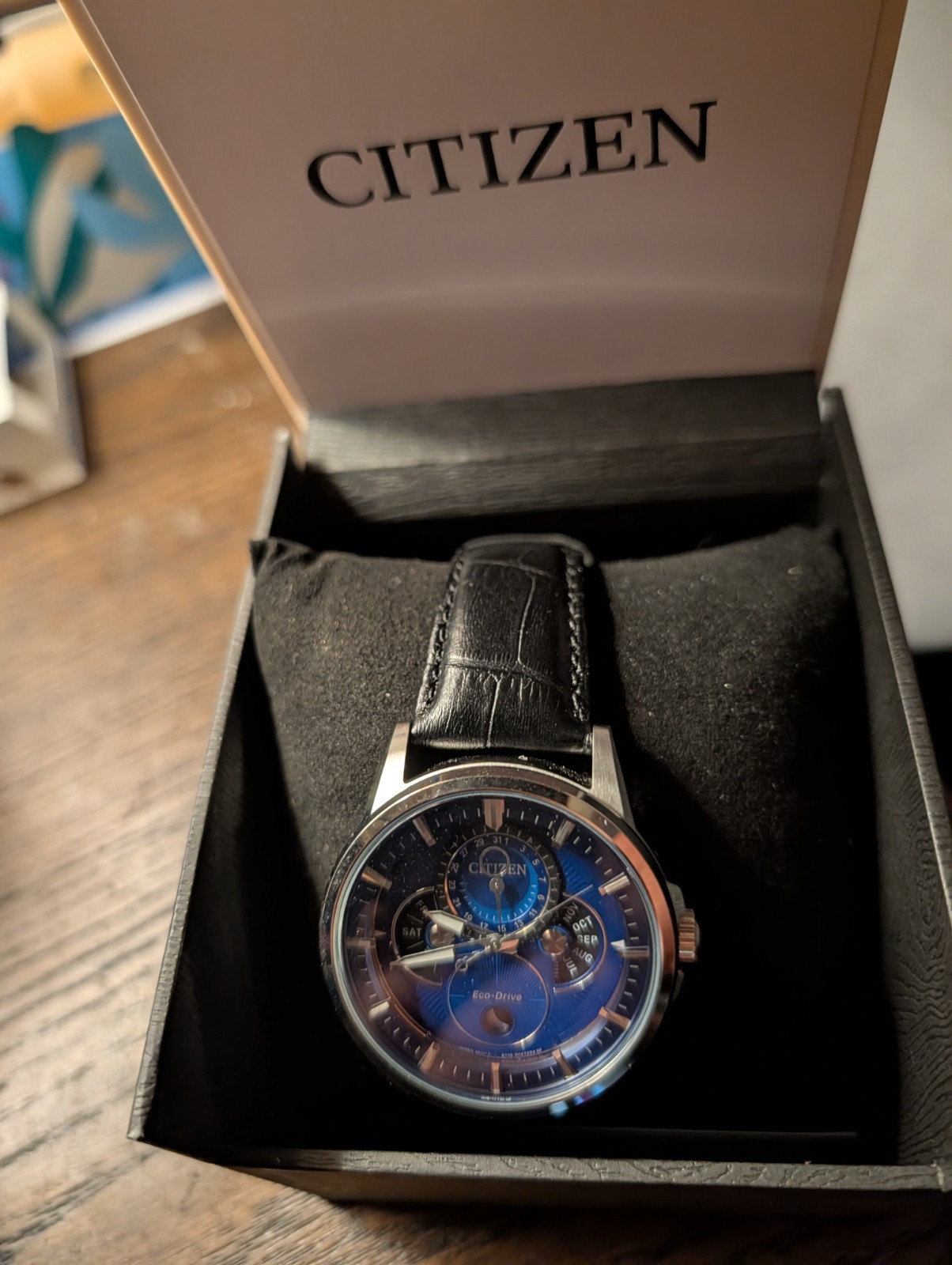 Citizen Eco-Drive Moonphase Watch BU0050-02L 44MM BLUE DIAL