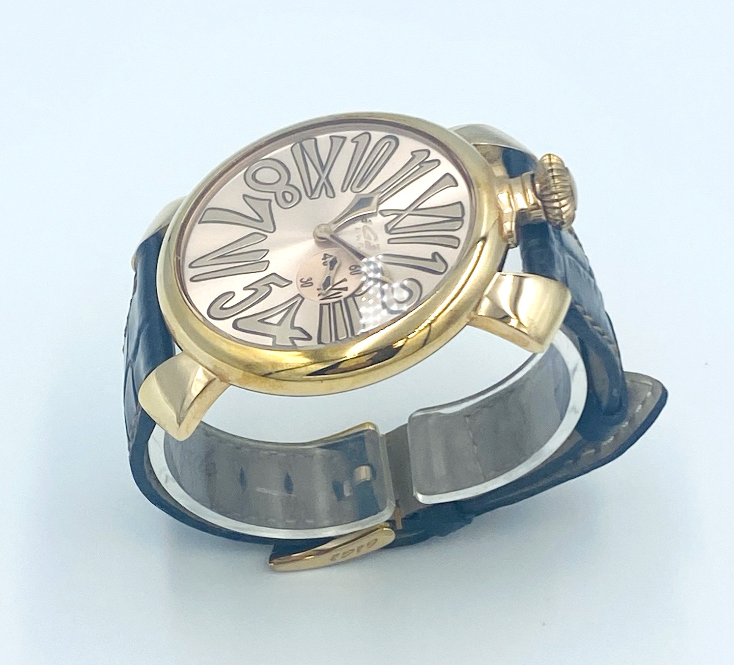 GaGa MILANO Manuale Slim46 #5085 Watch Rose Gold Men Women Brown Strap Vintage