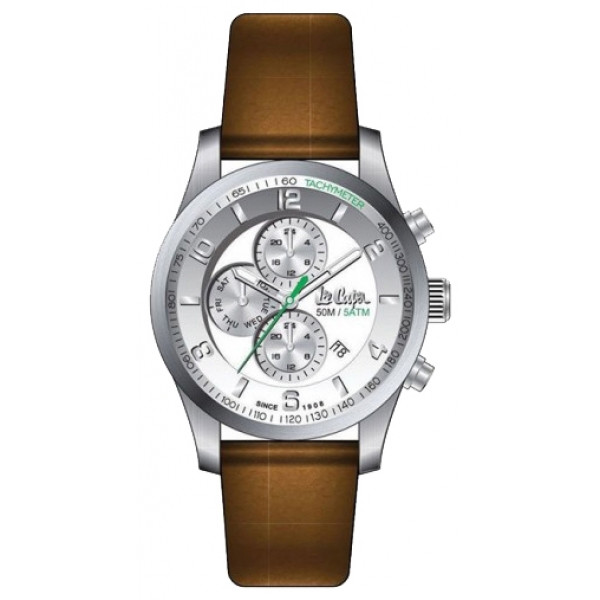 Lee Cooper LC-58G Steel Black Leather Brown Men’s Multifunction Watch Watch