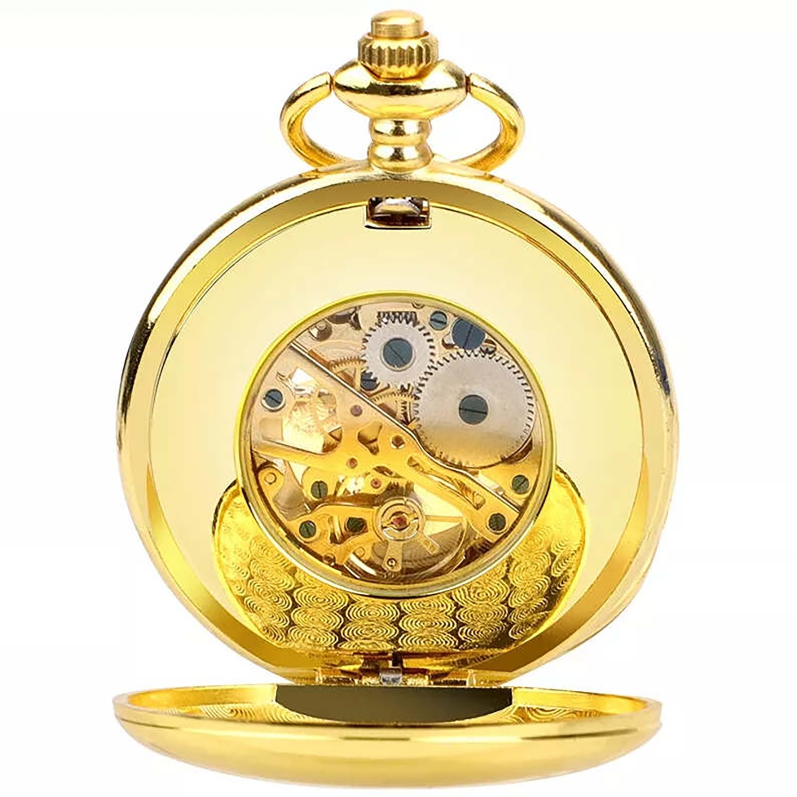 1Pc Hook Buckle Clasp Round Dial Shape Men’s Mechanical Retro Pocket Watch,