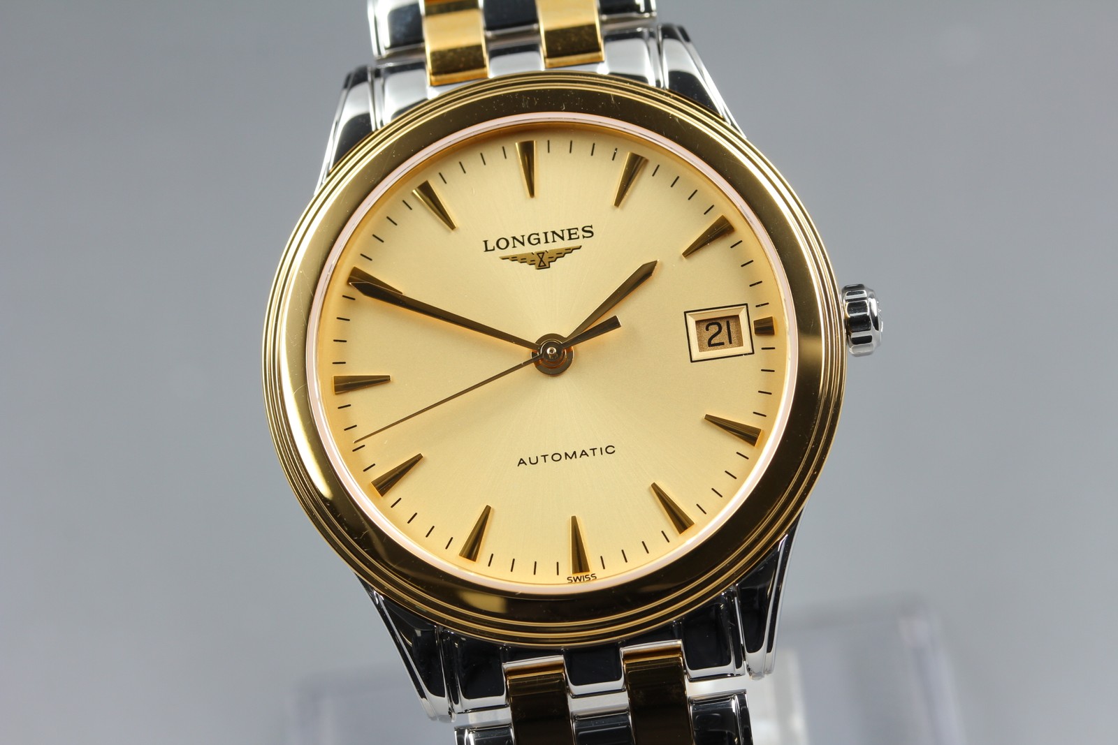 [ w/Box ] LONGINES Flagship L4.899.3.32.7 Gold PVD Date Auto SS Swiss Made Watch