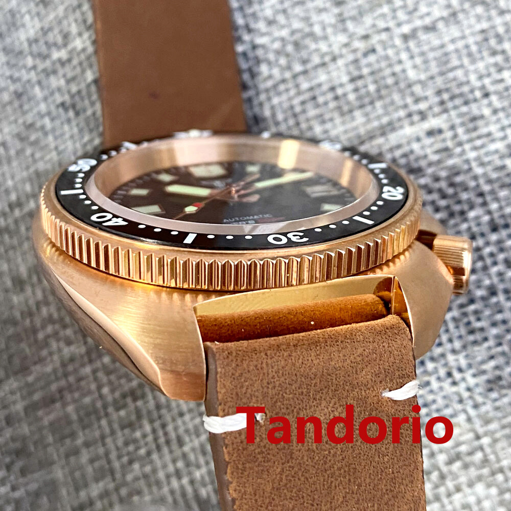 44mm Tandorio Mother of pearl Solid Full Cusn8 Bronze NH35A 20ATM Men Watch Date
