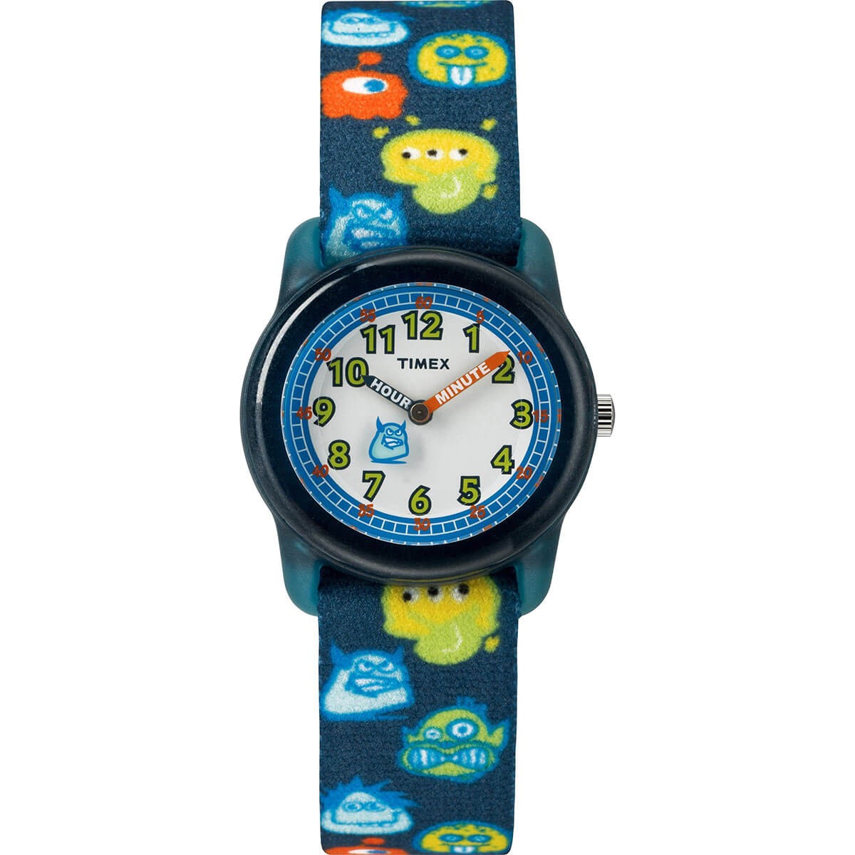 Timex Kids’ Watch Monster Print Blue Elastic Fabric Strap TW7C25800