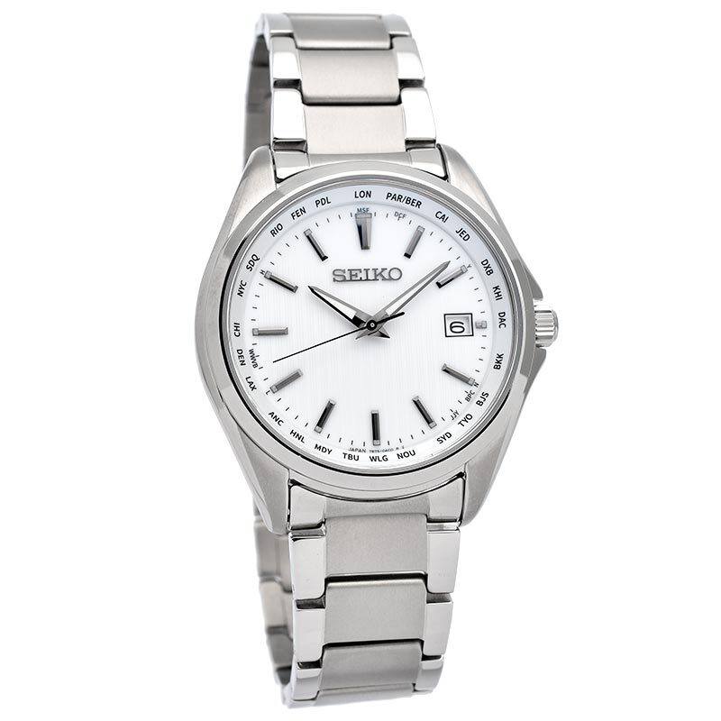 SEIKO SELECTION SBTM287 Titanium Sapphire Crystal Radio Solar Watch White Dial