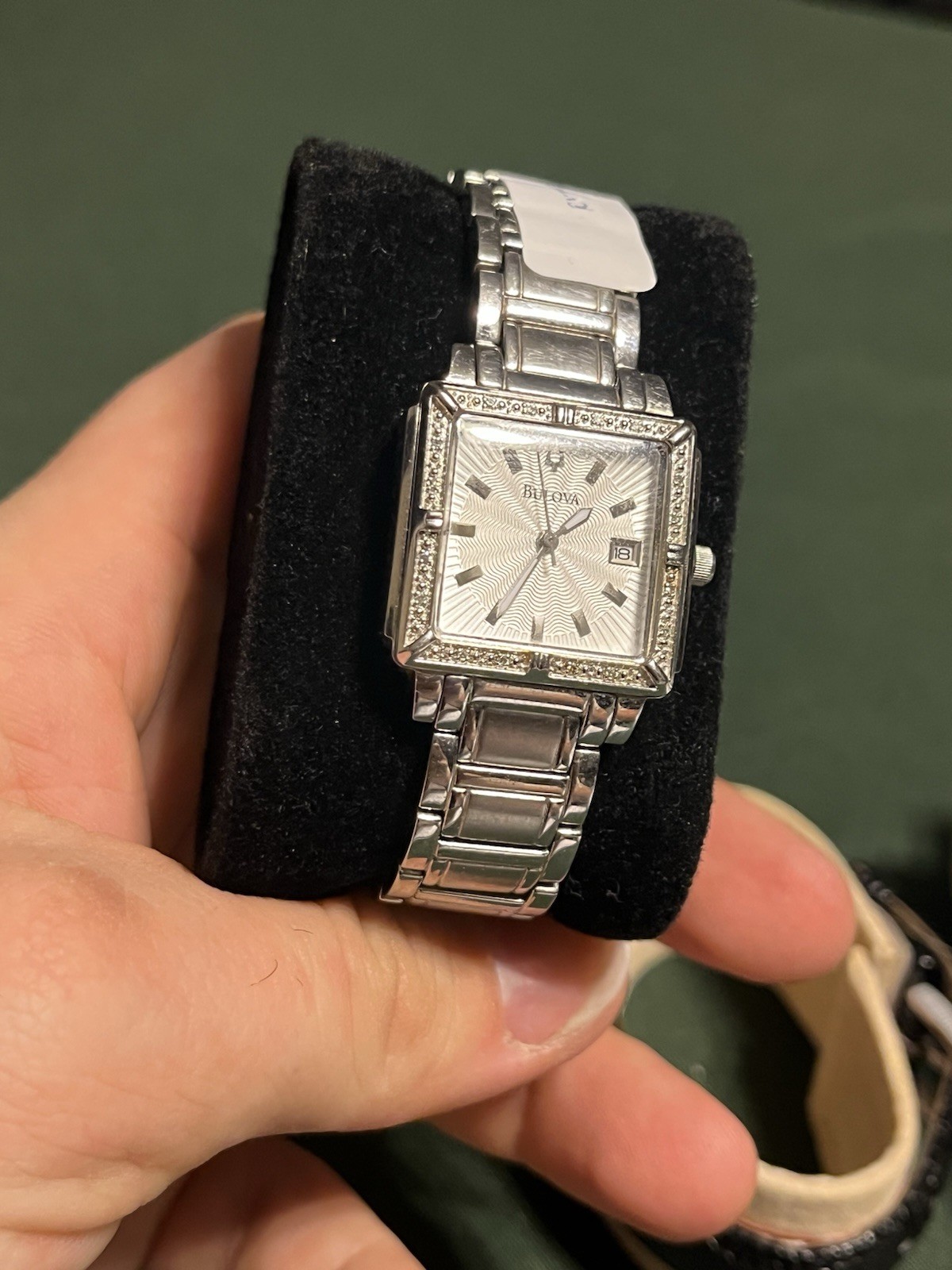 Bulova 96R143 Silver Tone Date 16 Diamonds Stainless Women’s Watch