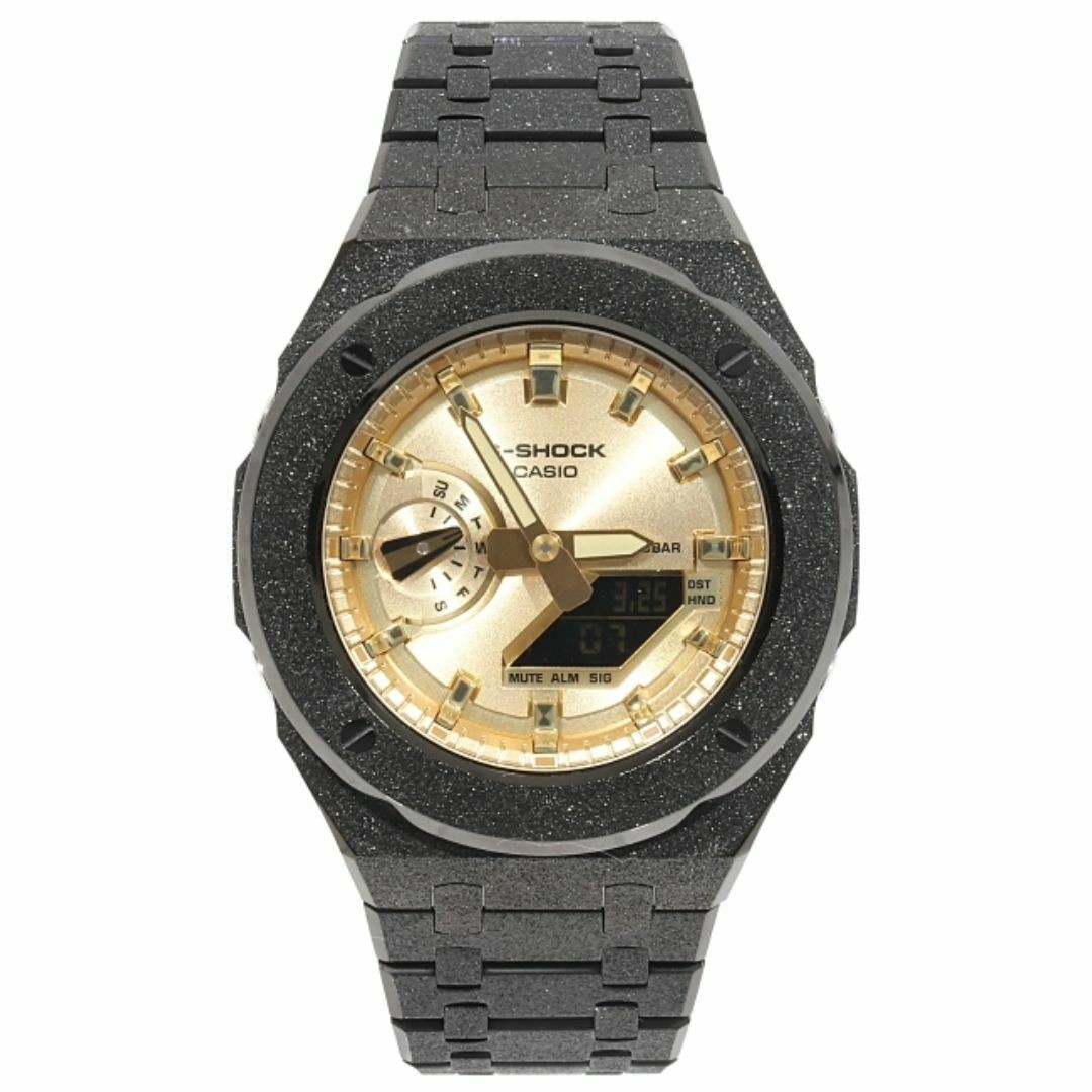 G-Shock GA2100 Frosted Custom Black Gold Dial Casioak Stainless Matte Model Fros
