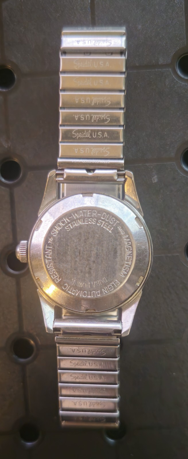 Vintage 1950s Elgin Shockmaster DuraPower Automatic Mens watch, Military, Read!