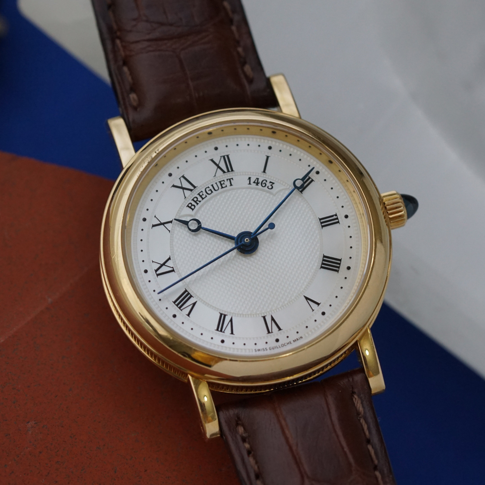 Breguet Classique Mother of Pearl Guilloche 8067 BA/52/964 18k Yellow Gold 30 mm