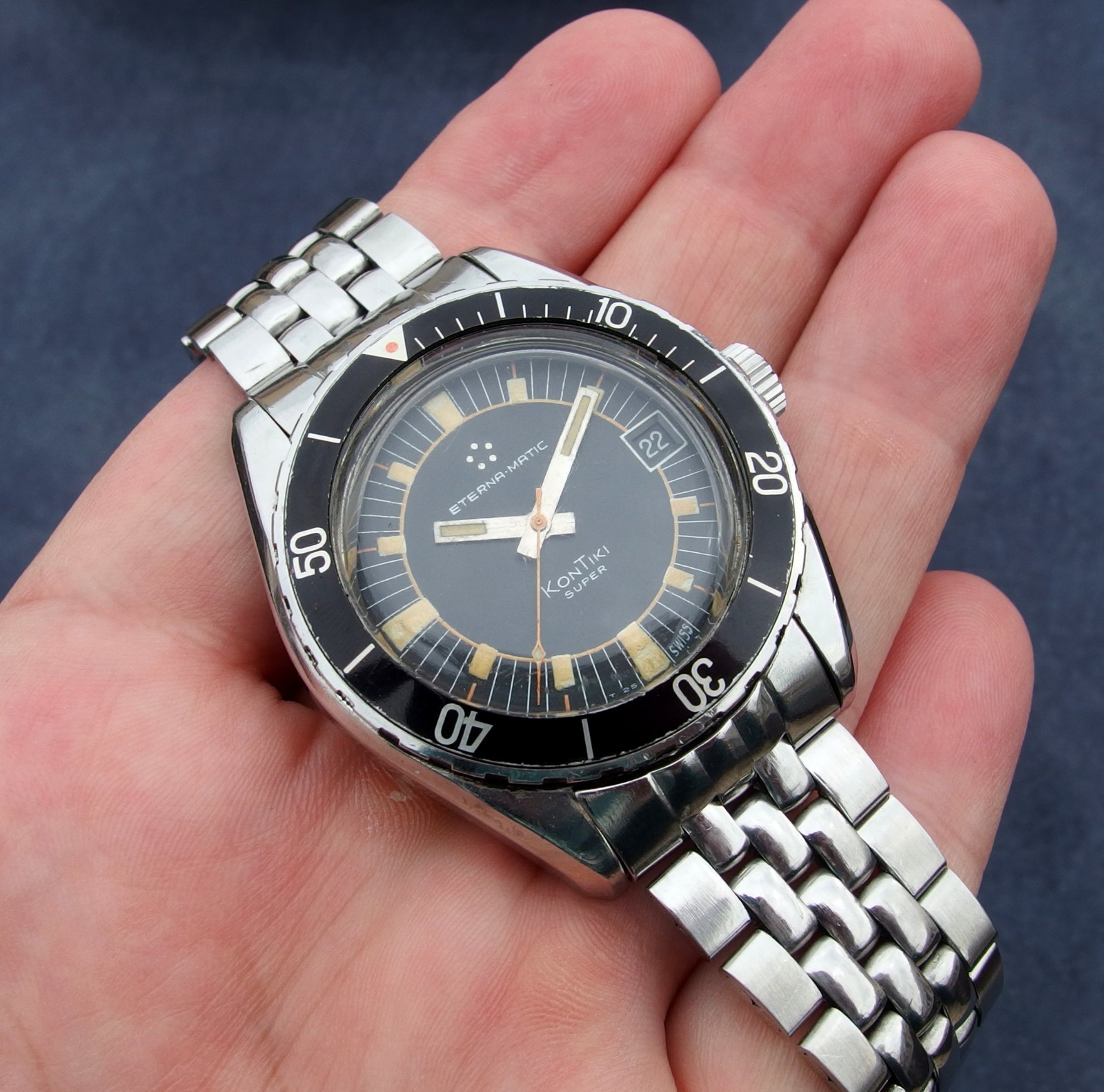 Eterna Matic Kontiki Super 130 FPT Watch Vintage Chronograph Bracelet Gay Freres