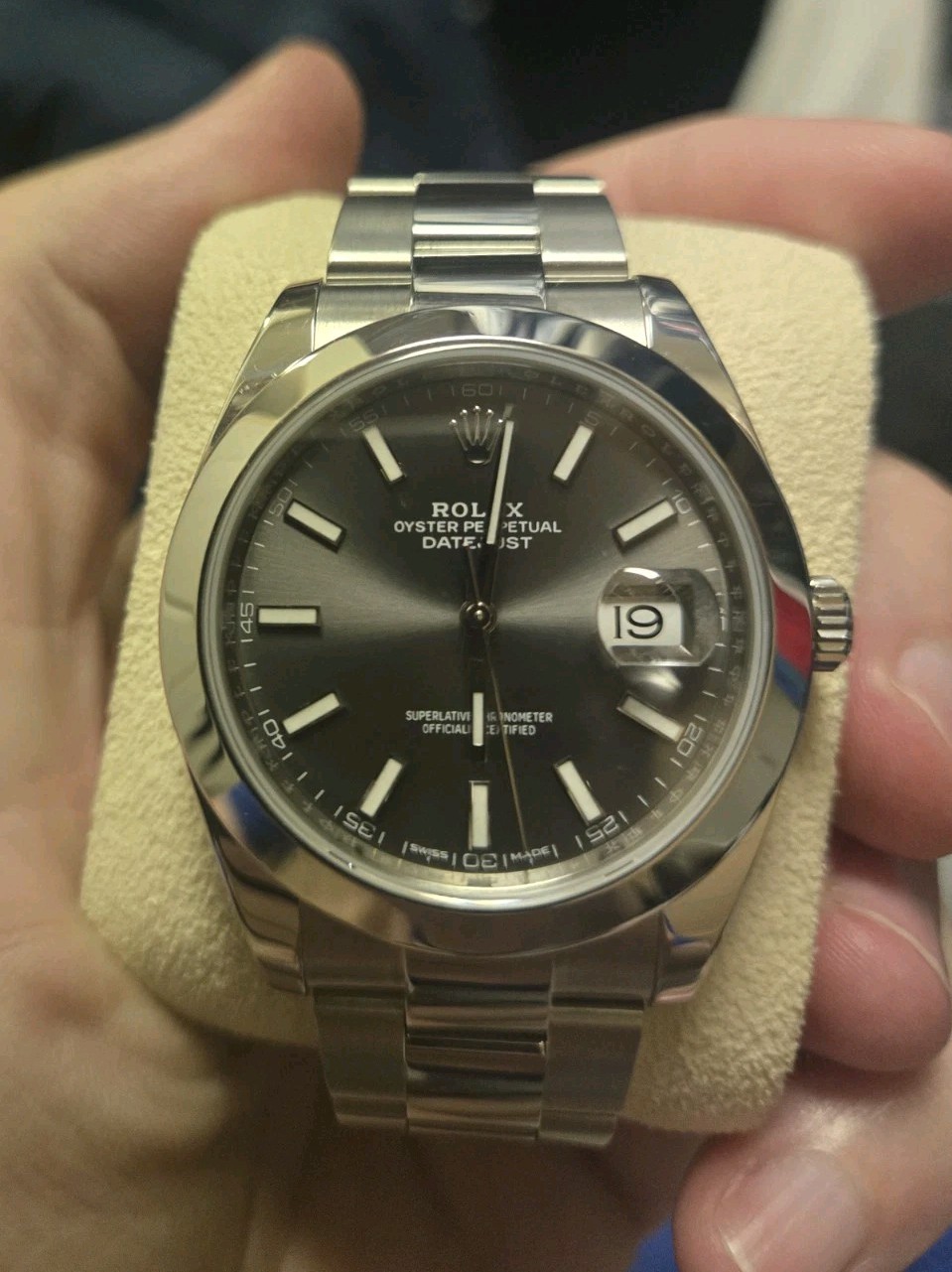 Rolex Datejust 41mm Rhodium Index Oyster 126300 B&P