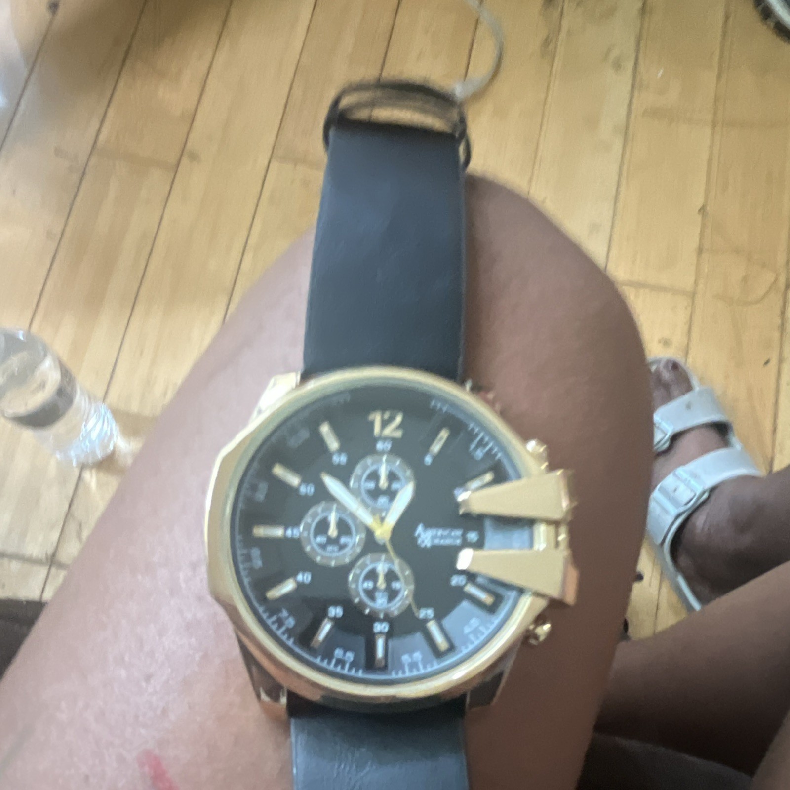 American Exchange Men’s Quartz Chronograph Date Black Dial Gold 45mm Watch