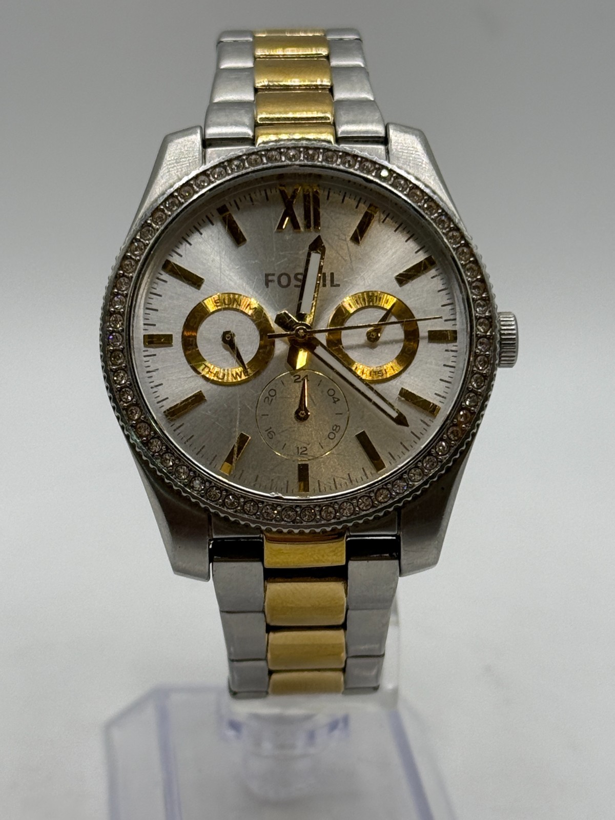 Fossil Womens Watch ES4316 Scarlette Quartz Gemmed Two Tone Stainless Steel 18mm