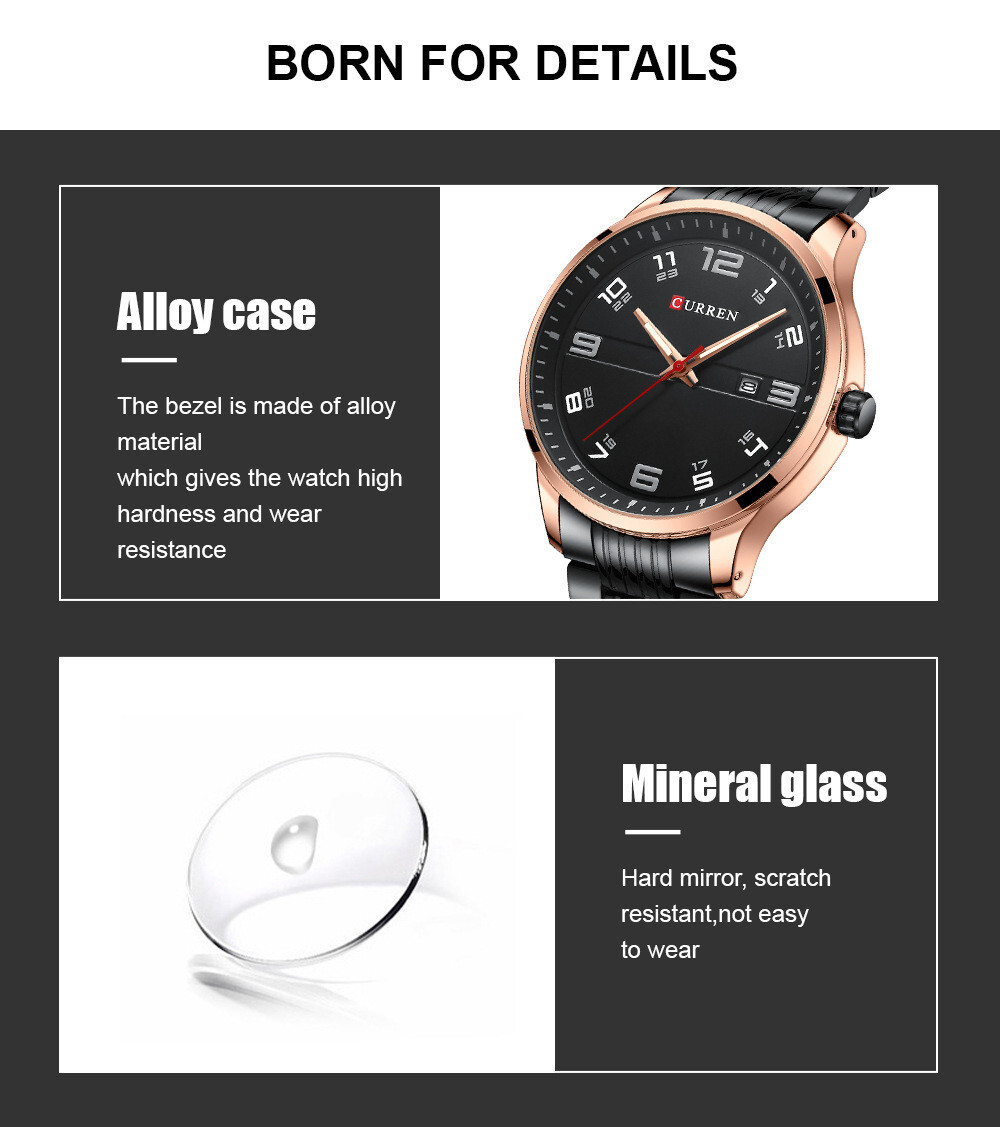 CURREN Men Quartz Watches Steel Watch Luminous Casual Business Male Wristwatch