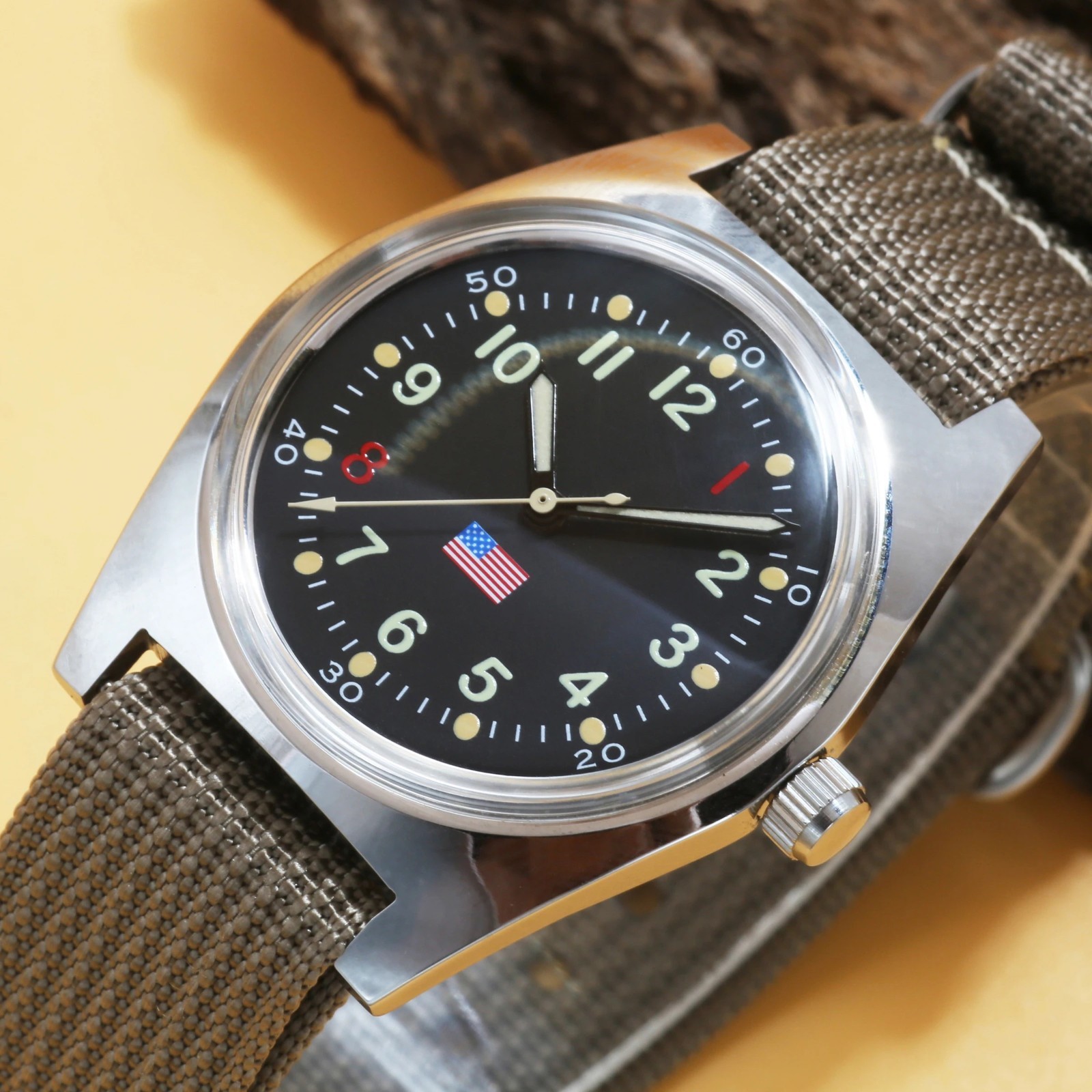 36mm US Flag Premium Watch Men’s Mechanical Watch Manual Wind Vintage Gift Watch