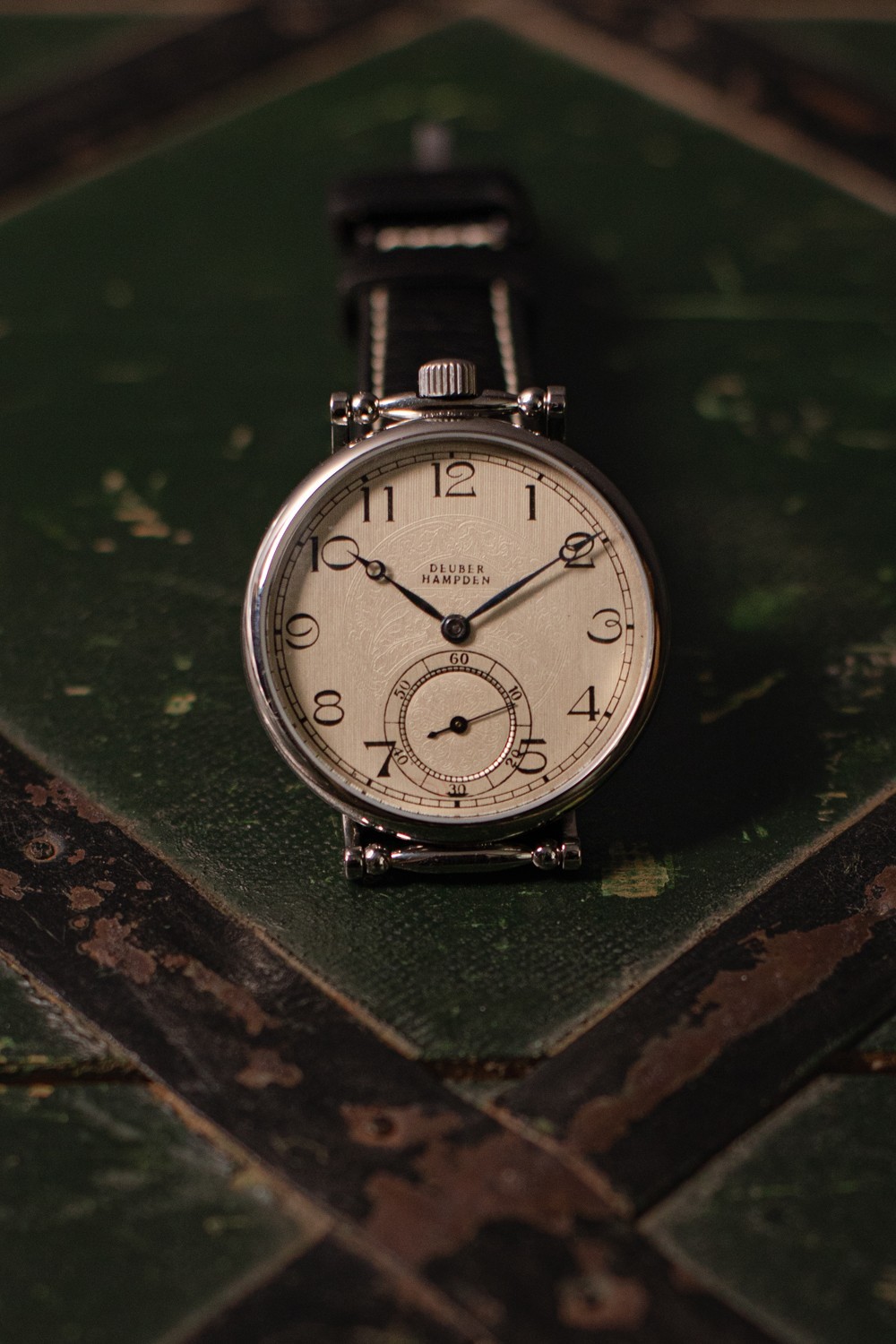 MENS WRIST WATCH USA VINTAGE HAMPDEN 12 SIZE MOVEMENT MARRIAGE WATCH CUSTOM MADE