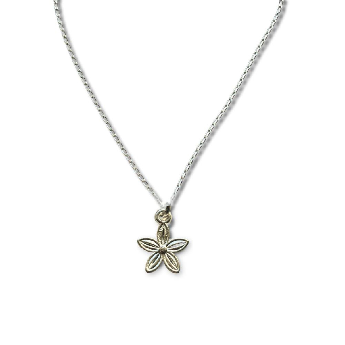 Necklace Dahlia Flower Charm Solid Sterling Silver 16/18in 13.5×10.5mm polished