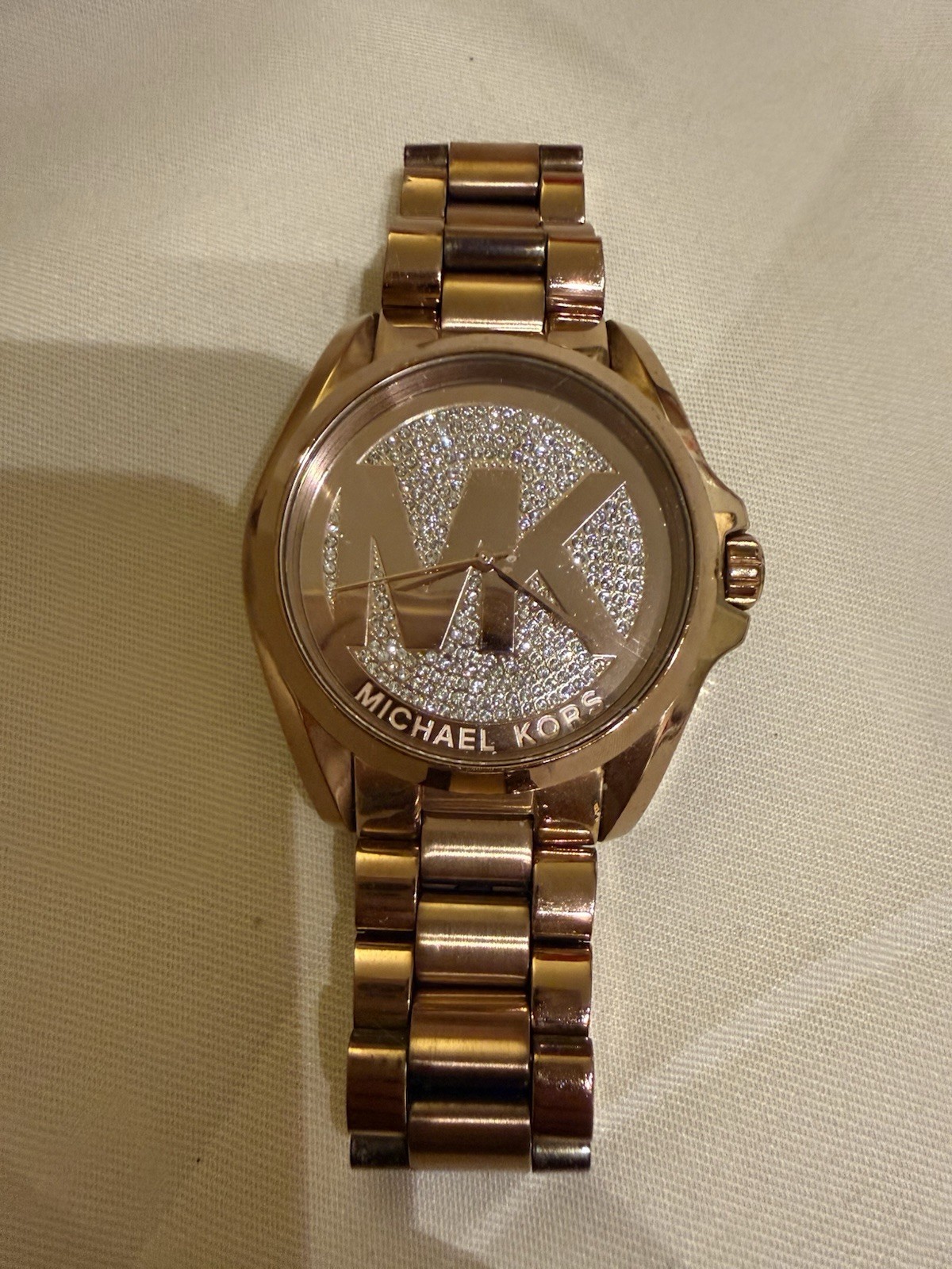Michael Kors Quartz Analog Rose Gold Logo Dial Stainless Steel Bracelet Watch
