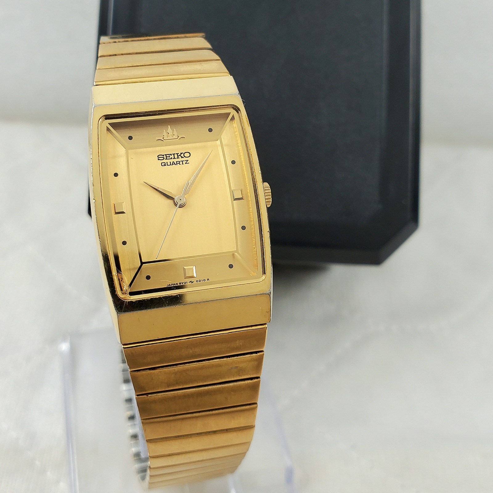VINTAGE SEIKO GALAXY TANK 8Y21-5080 GOLD TONE JAPAN QUARTZ 23MM CLASSIC WATCH