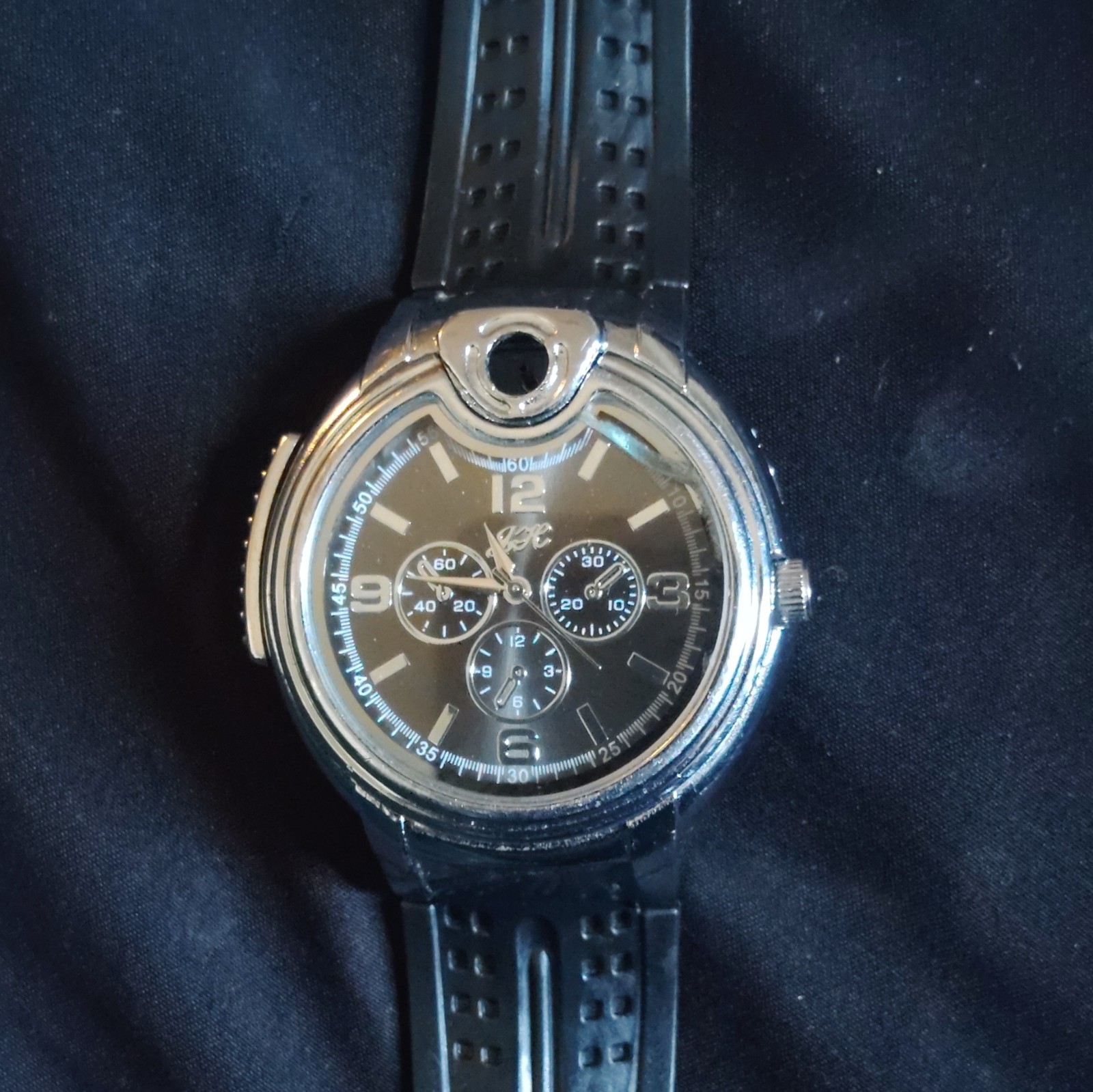 A/X Men’s Quartz Analog Wristwatch Black Dial Silver Tone Case Black Strap