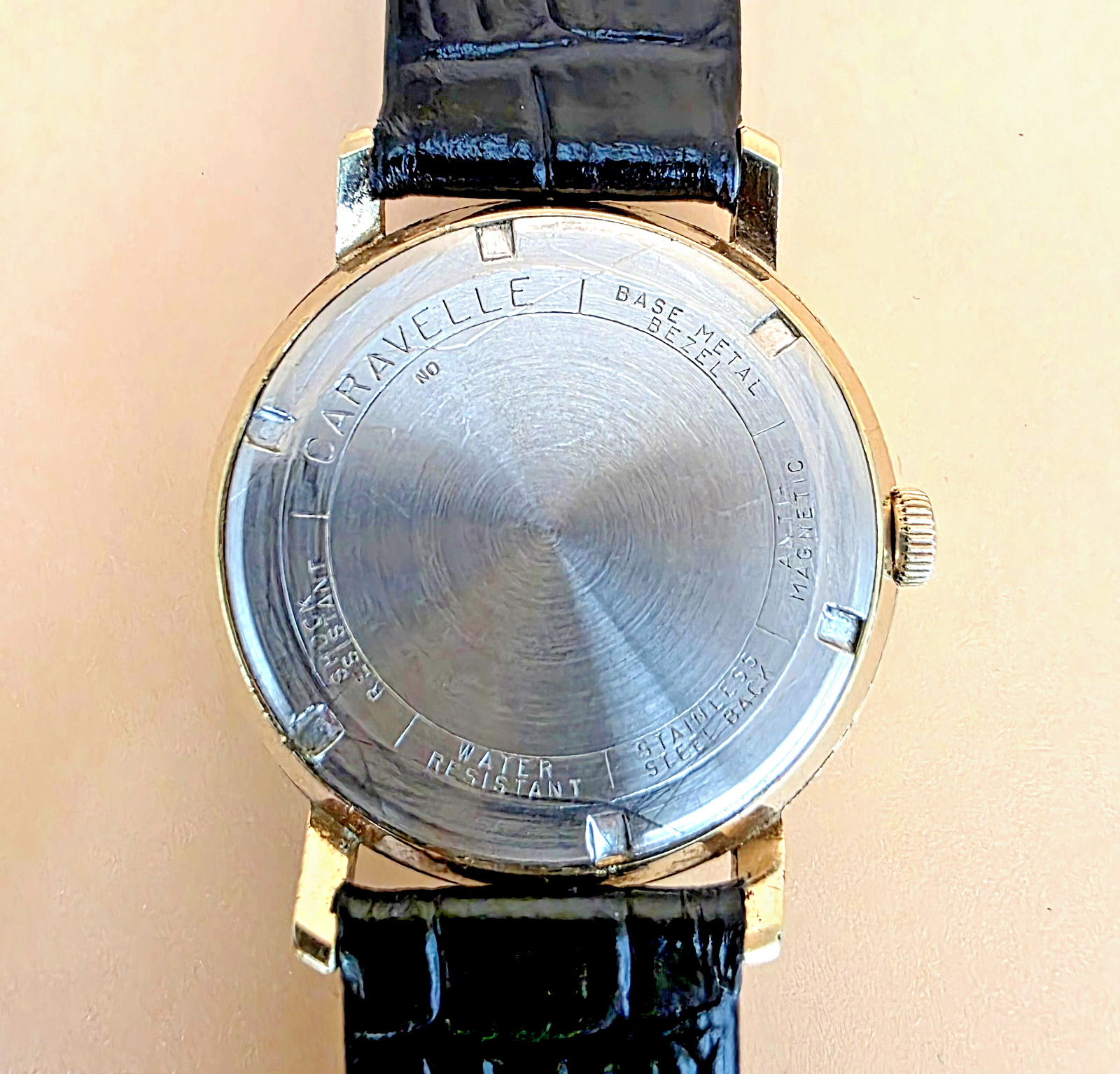 VTG Art Deco BULOVA CARAVELLE Mechanical 33mm Date-Day G/Field Mens Watch Rare