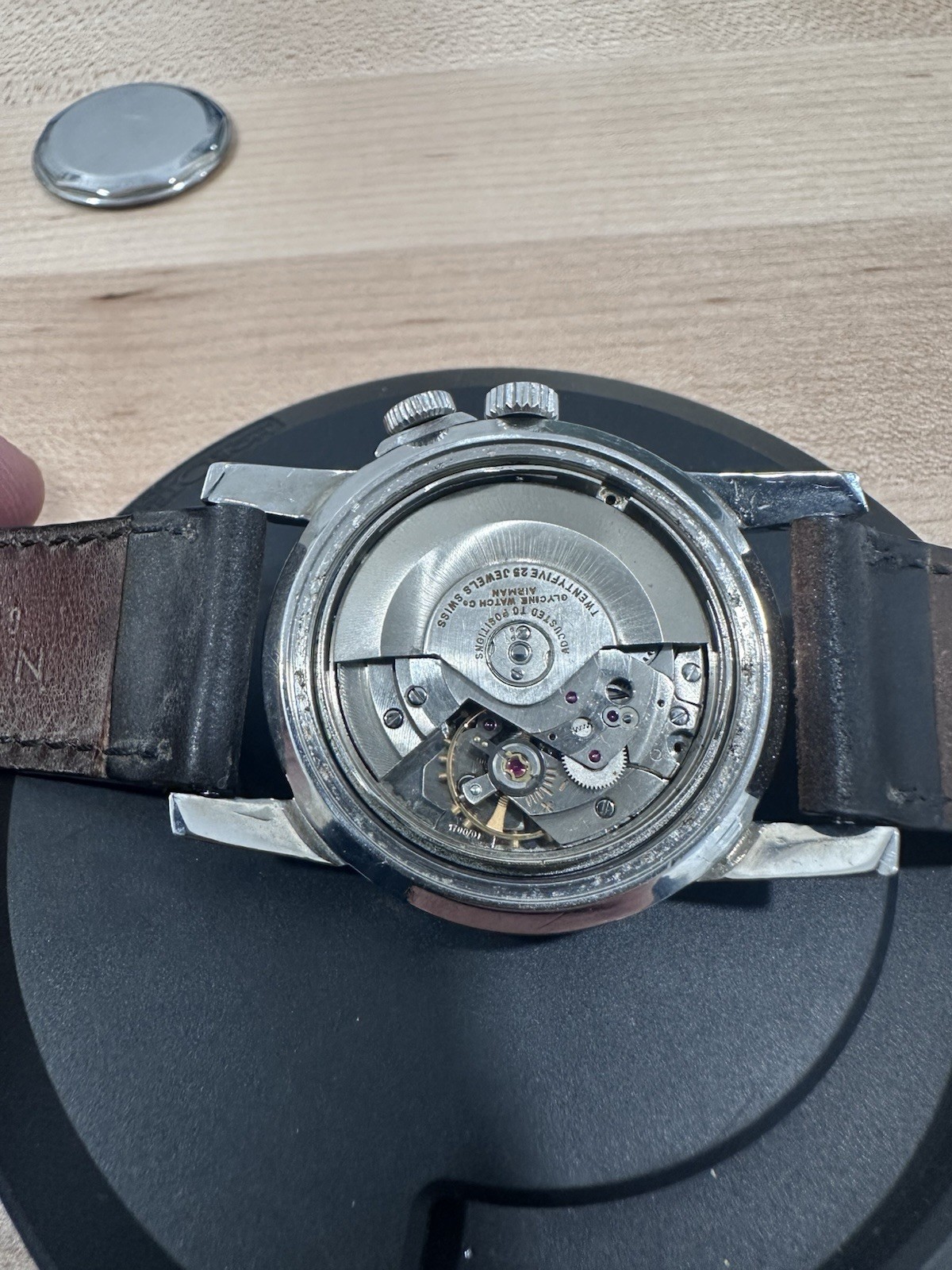 Vtg 1960s im Glycine Airman 36mm SS Automatic Pilot Men’s Watch 24hr dial.