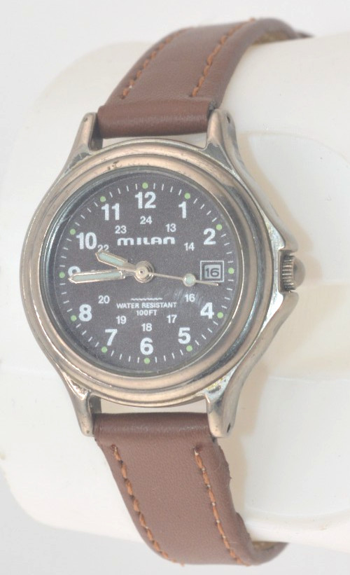 Vtg Milan Watch 29mm Military Dial Date New Battery New band GUARANTEED
