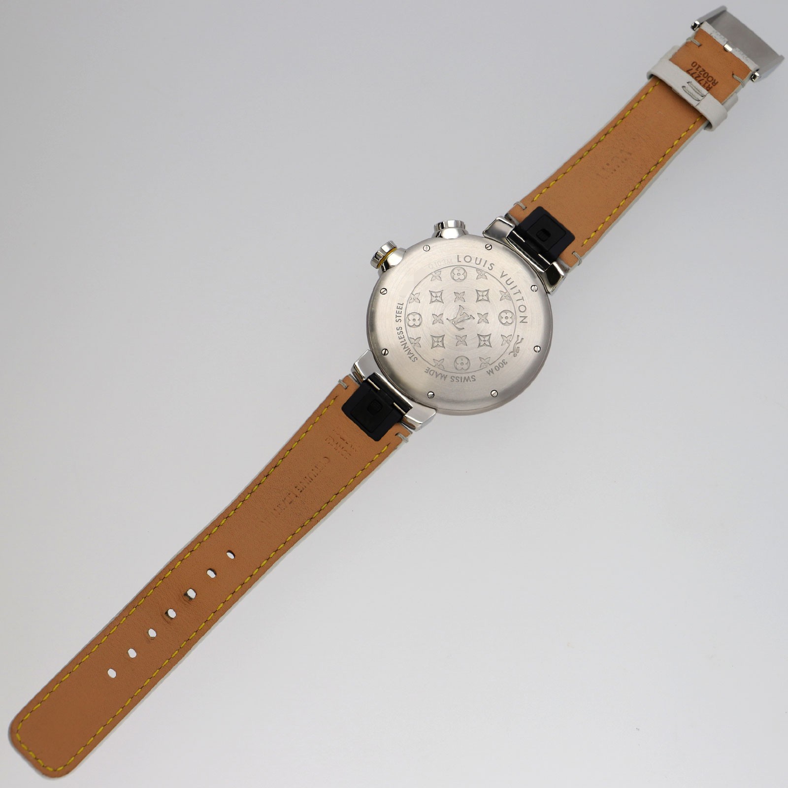 LOUIS VUITTON Q103M Tambour Diving WATCH Silver SS/leather AT