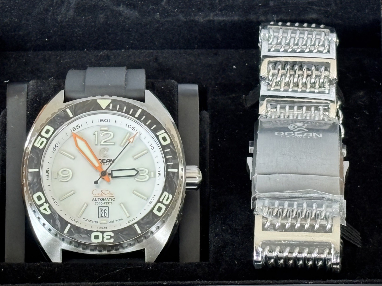 Ocean Crawler Core Diver Watch – Unworn Mesh Bracelet and Extra Straps – LOOK!
