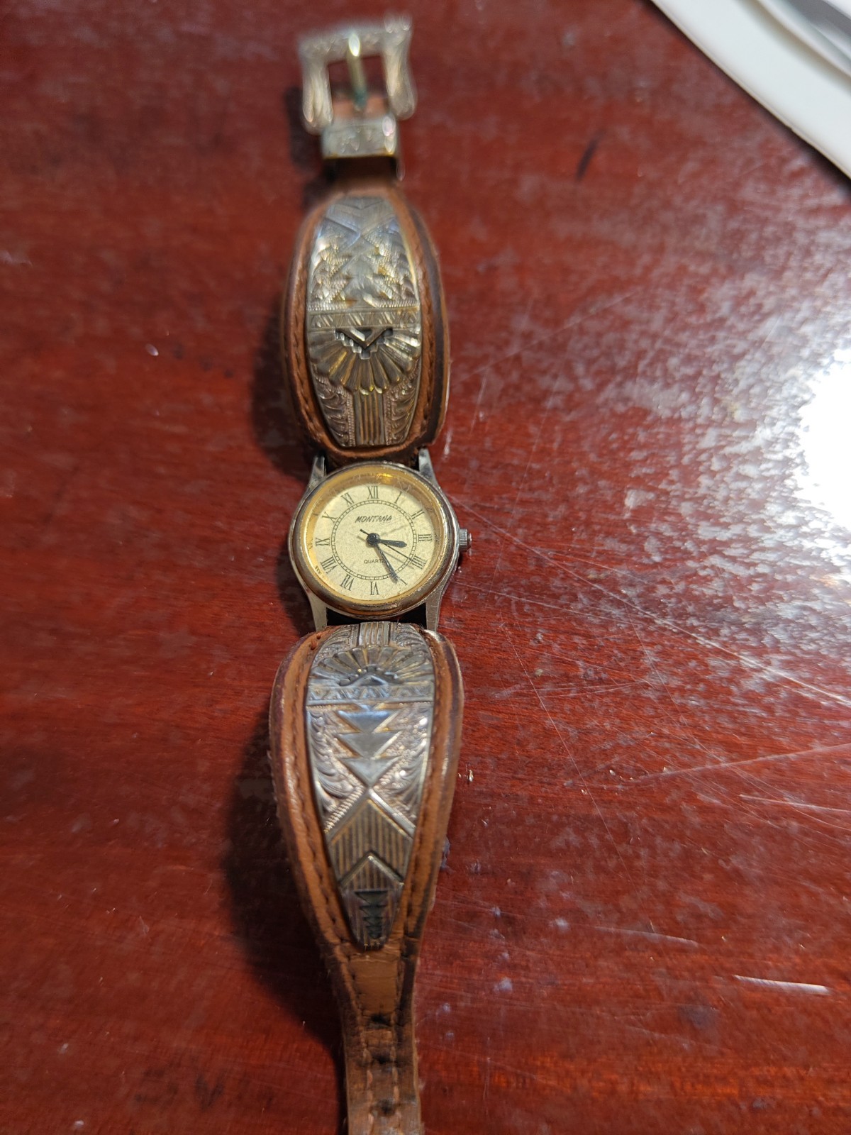 Montana Silversmiths Watch New Battery. Band Not In Good Shape. See Pic