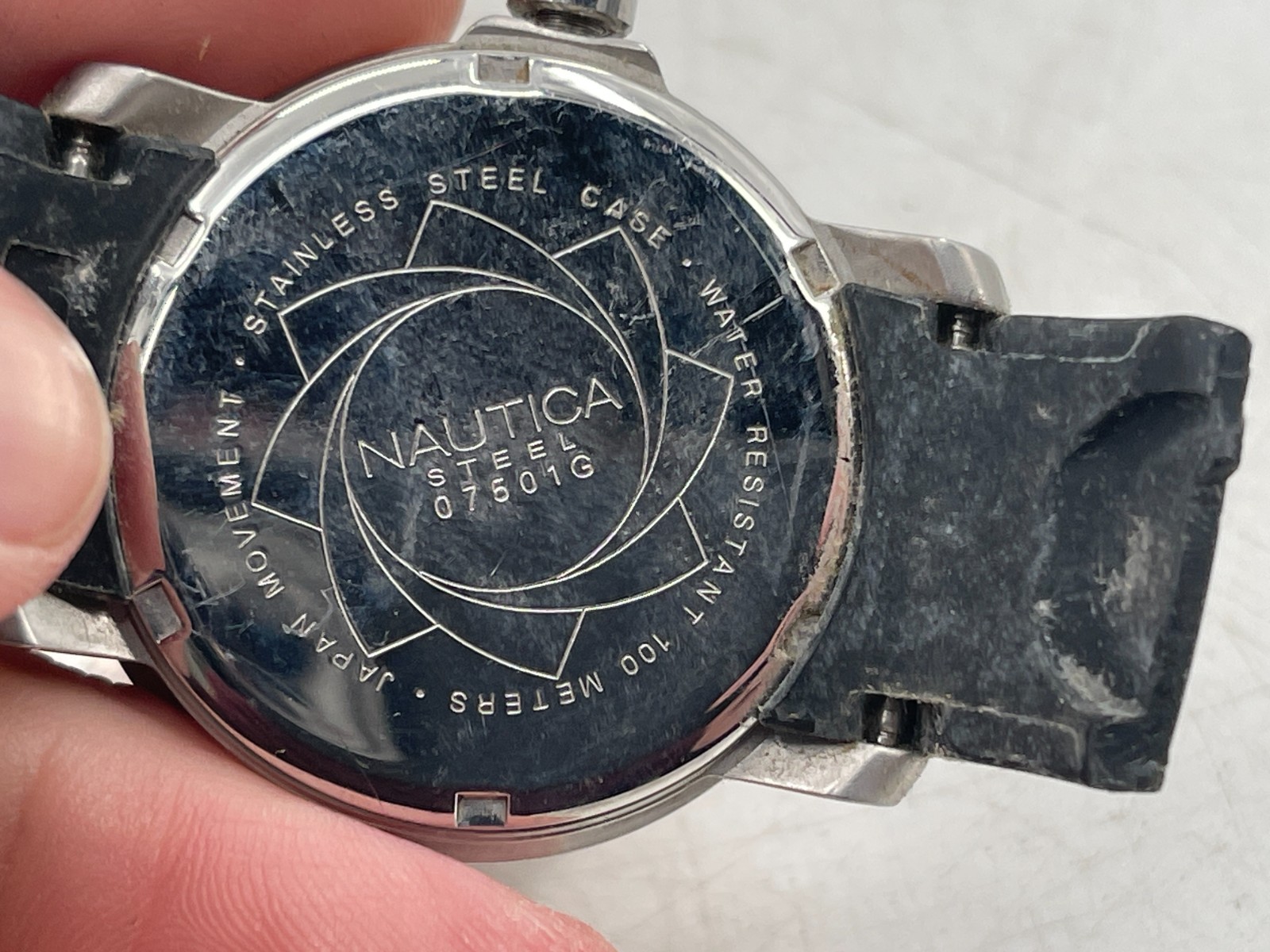 Nautica Steel Wristwatch See Pictures broken band needs battery