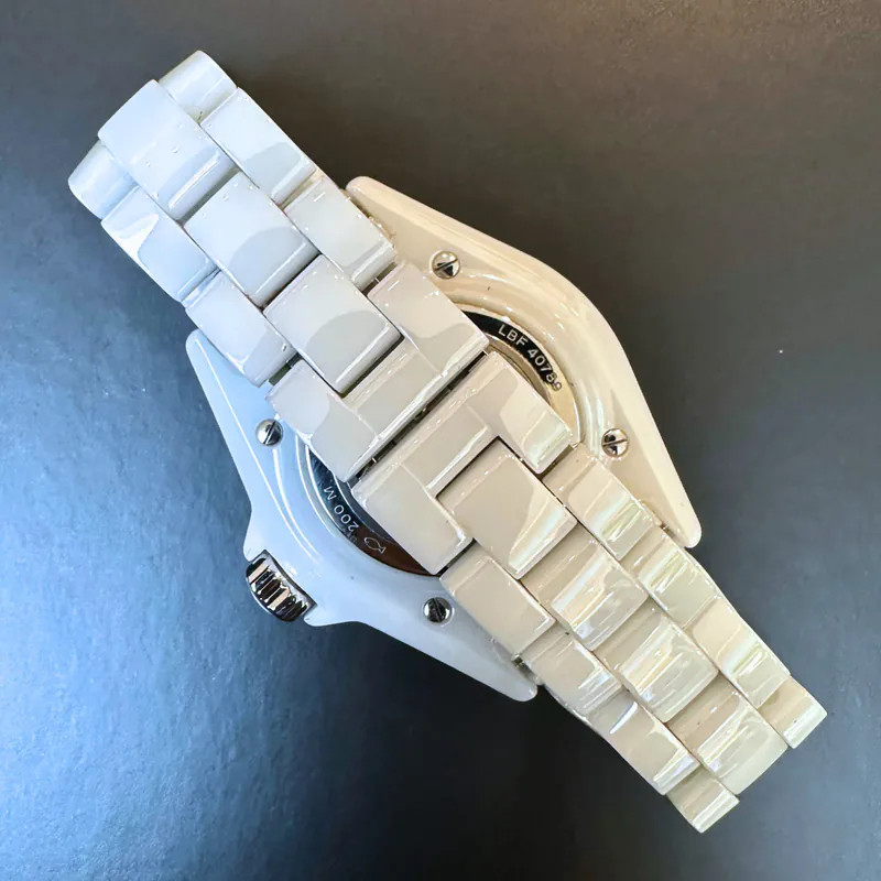 CHANEL White Stainless Steel Ceramic J12 Quartz Women’s Wristwatch 34 mm