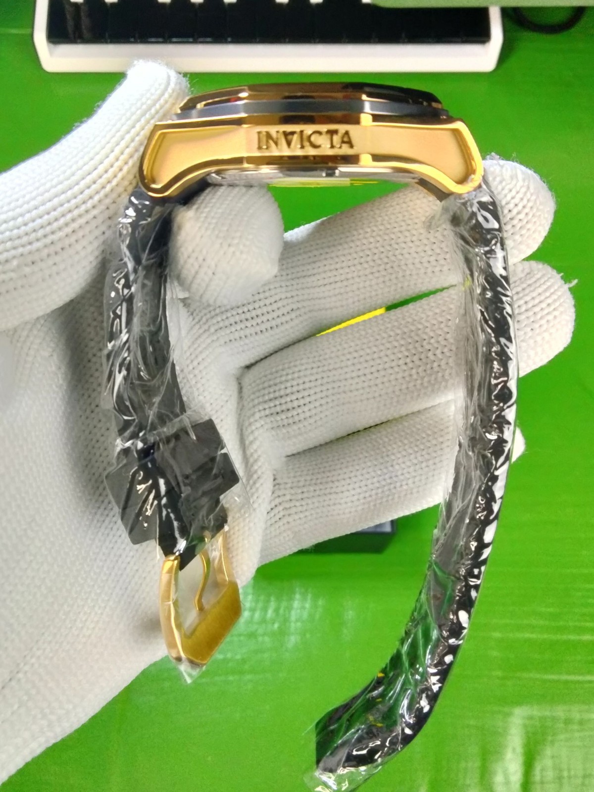 Invicta Akula 49142 Men 50mm Gunmetal Gold Chronograph Silicone Strap A/SS Watch