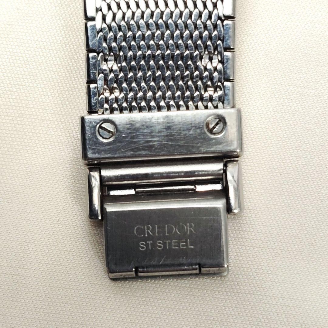 T SEIKO CREDOR 2F70 5500 Silver Black Dial