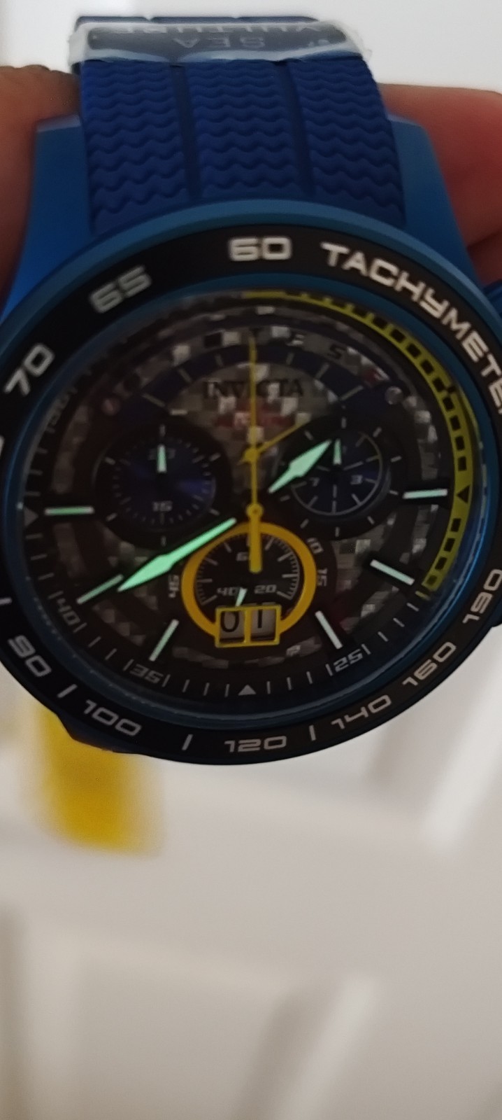 Invicta Sea Vulture Men’s 54mm Blue Carbon Fiber Swiss Chronograph Watch 35028