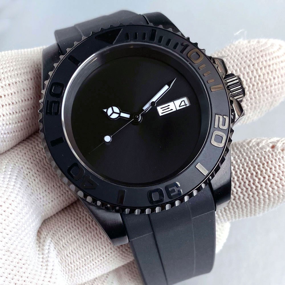 40mm NH36A Automatic Diver Men Watch Sterile Black PVD 200m Waterproof Sapphire