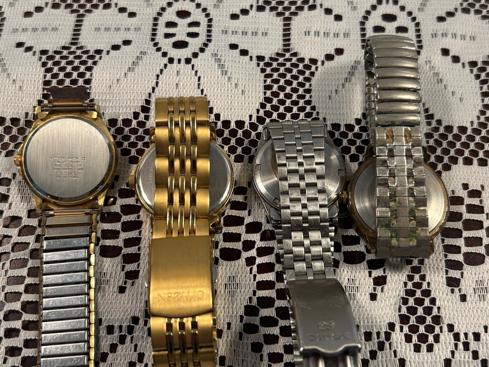 Seiko SQ Quartz Stainless Steel Silver Band, Day/Date Citizen Others Lot As Is
